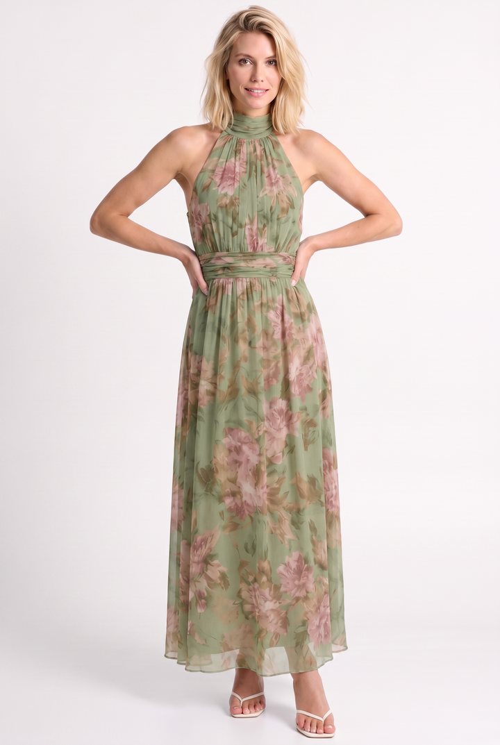 Floral Halter Neck Midi Dress