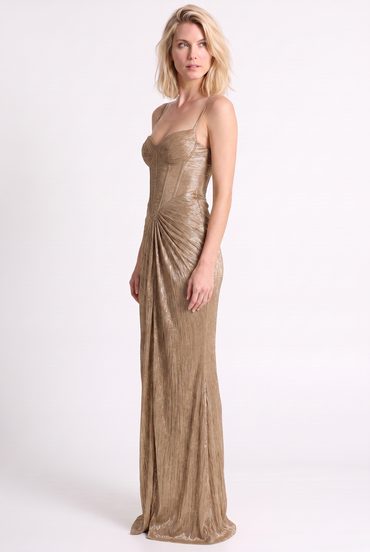 Gold Corset Bodice Maxi Dress