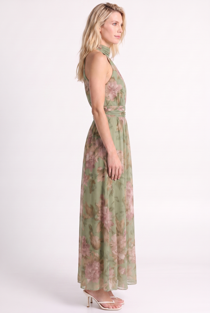 Floral Halter Neck Midi Dress